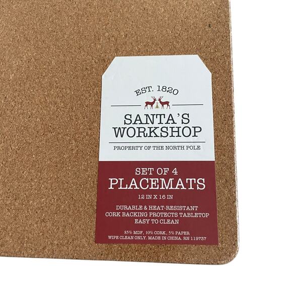 NUTCRACKER Cork Backed Hard Christmas Placemats 12x16 Set of 4 Holiday New - Picture 10 of 10
